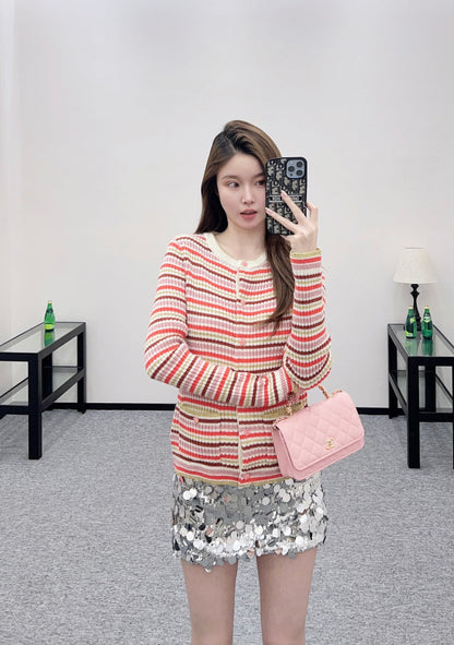 striped knit wool cardigan