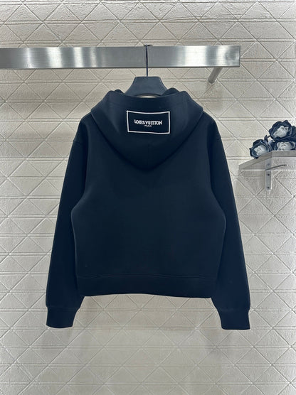Hooded drawstring cropped sweatshirt