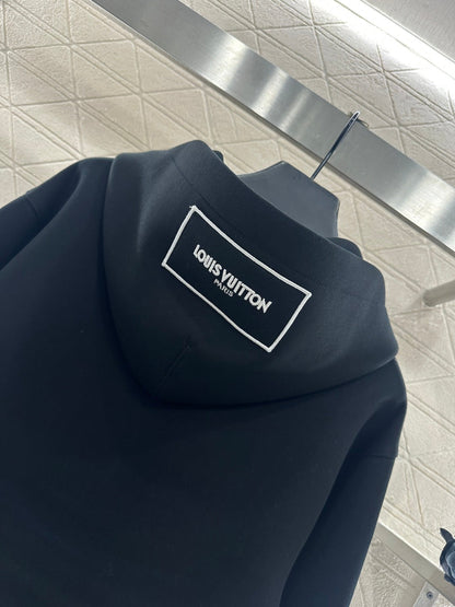 Hooded drawstring cropped sweatshirt