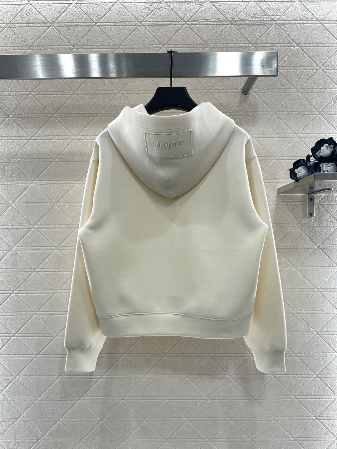 Hooded drawstring cropped sweatshirt