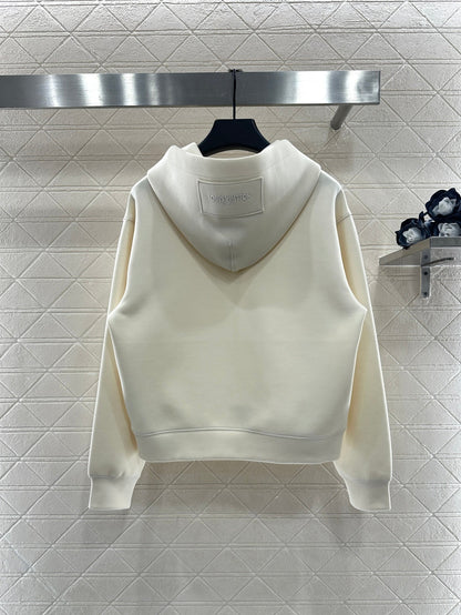 Hooded drawstring cropped sweatshirt