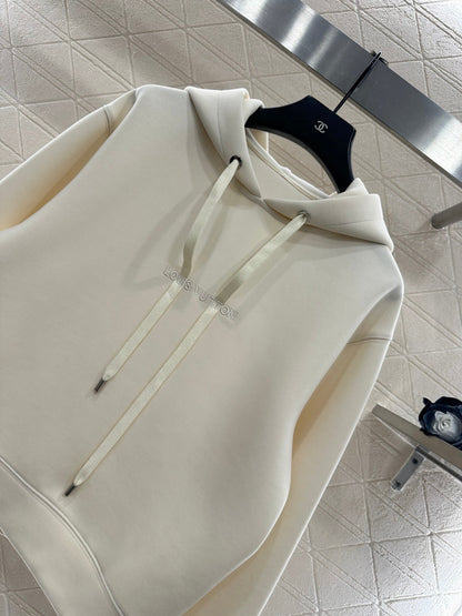 Hooded drawstring cropped sweatshirt