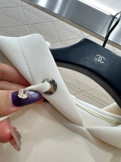 Hooded drawstring cropped sweatshirt