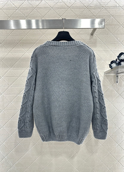 Crochet tie-up pullover sweater