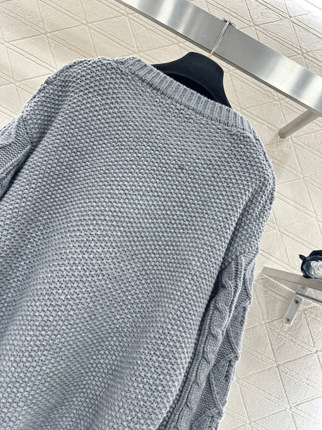 Crochet tie-up pullover sweater