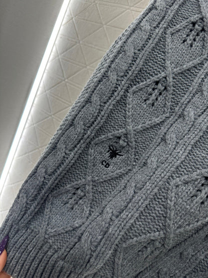 Crochet tie-up pullover sweater