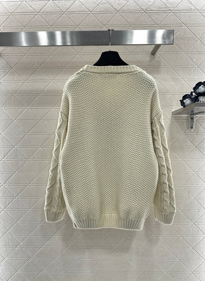 Crochet tie-up pullover sweater