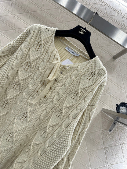 Crochet tie-up pullover sweater