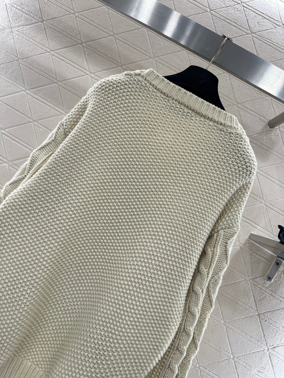 Crochet tie-up pullover sweater