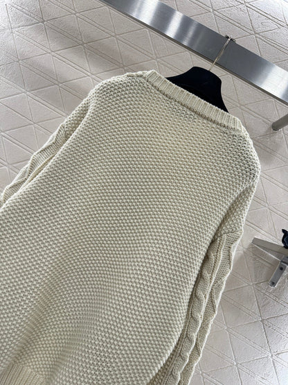 Crochet tie-up pullover sweater