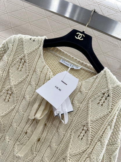 Crochet tie-up pullover sweater