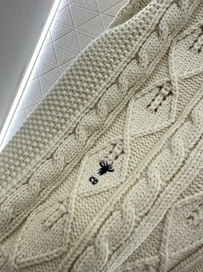 Crochet tie-up pullover sweater