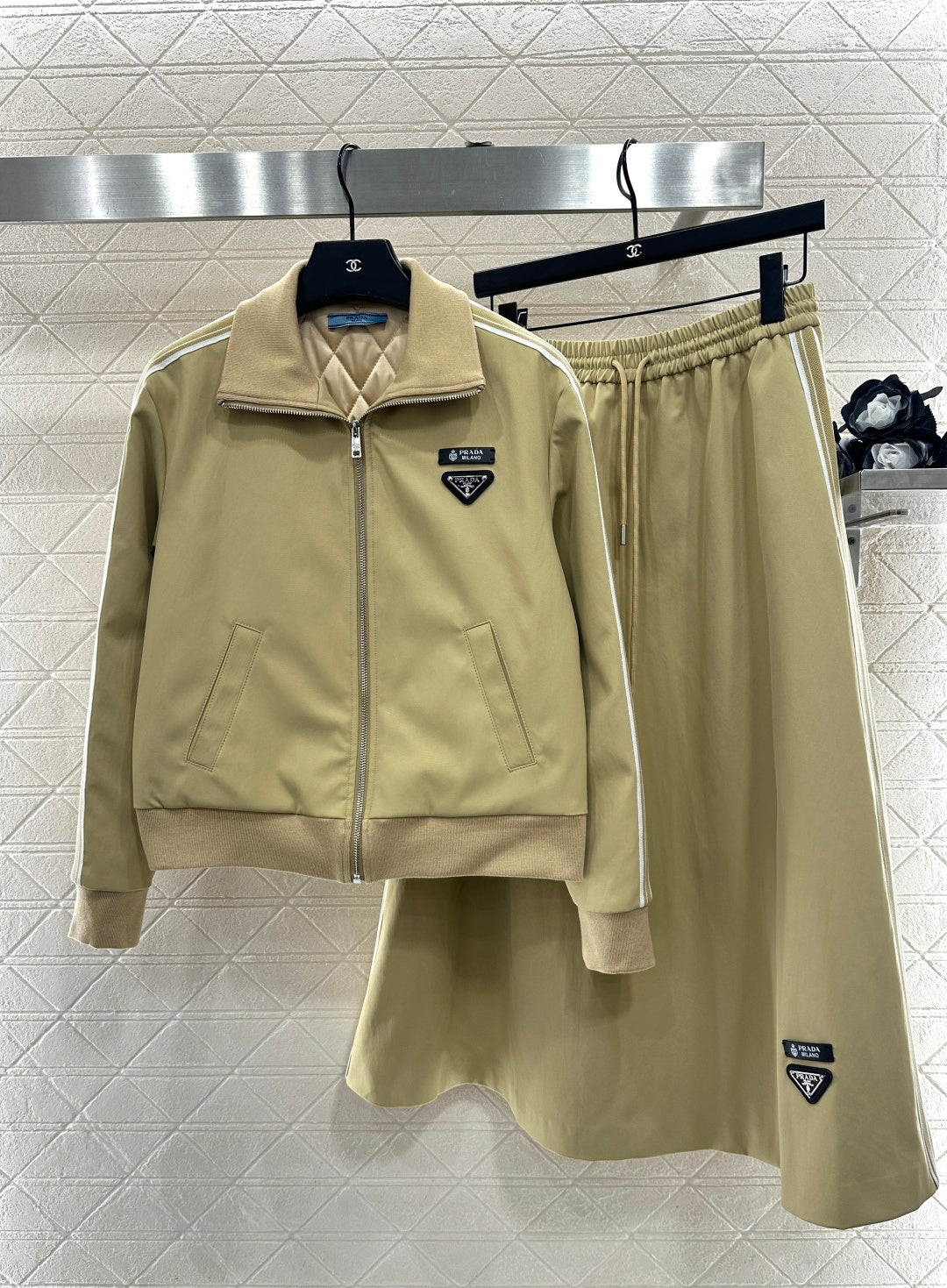 cotton-padded jacket and skirt set