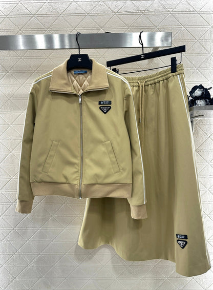 cotton-padded jacket and skirt set