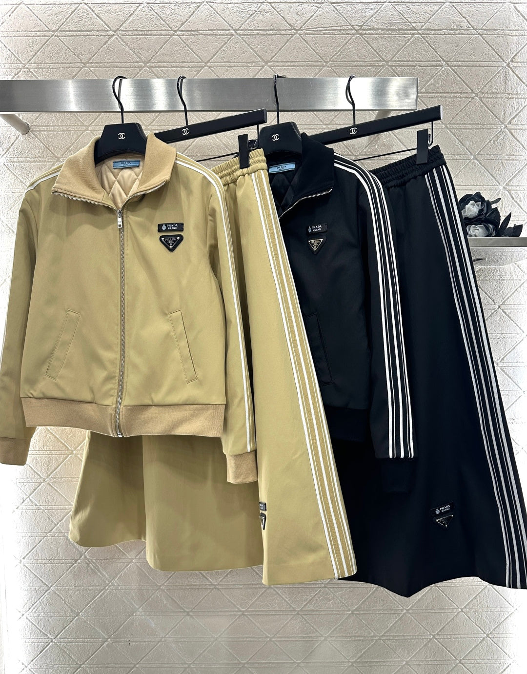 cotton-padded jacket and skirt set