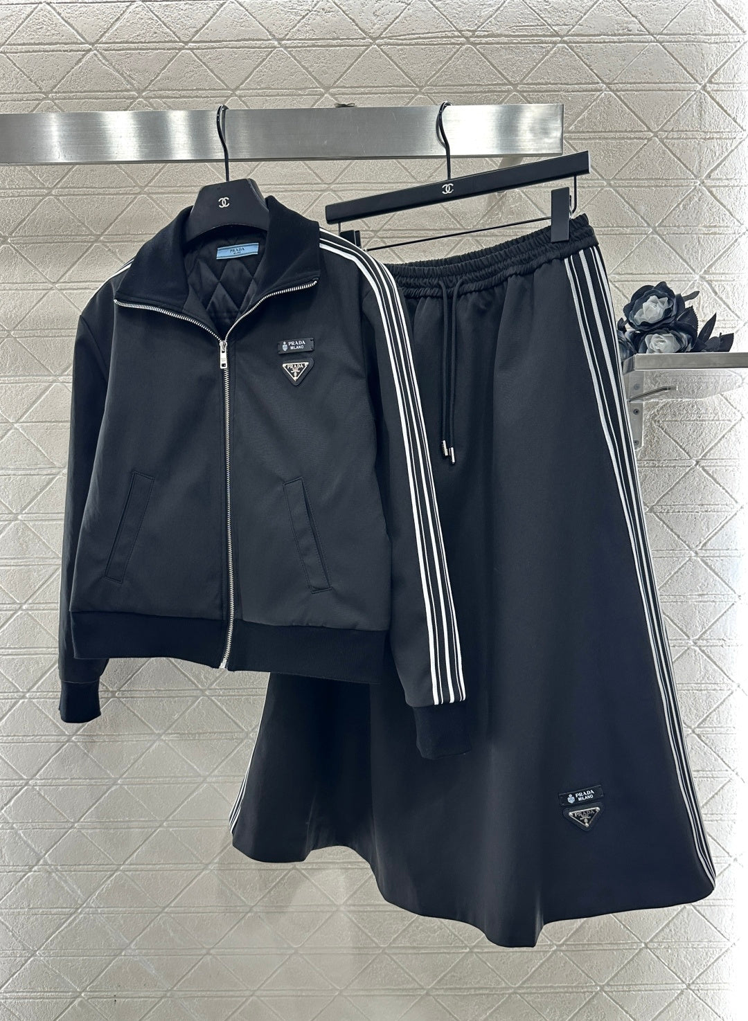 cotton-padded jacket and skirt set