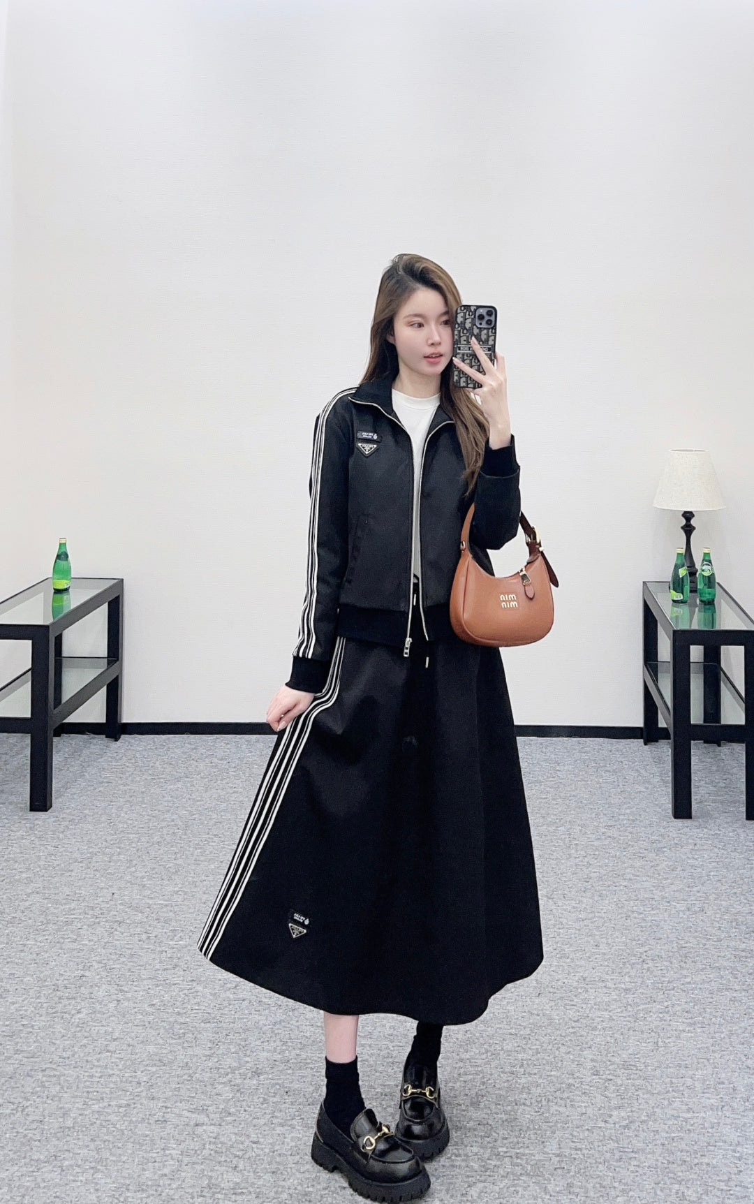 cotton-padded jacket and skirt set