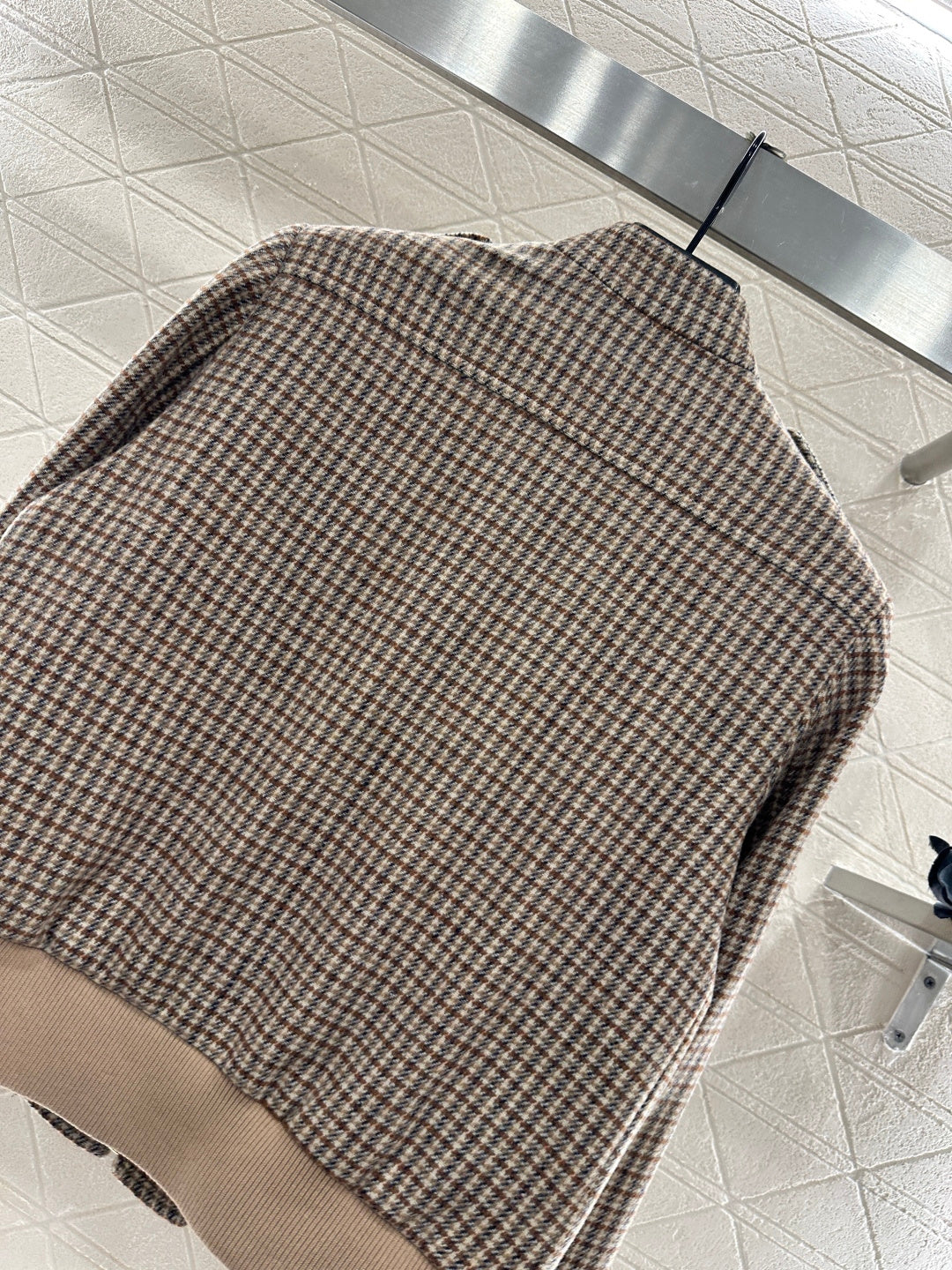 plaid stand-up collar jacket