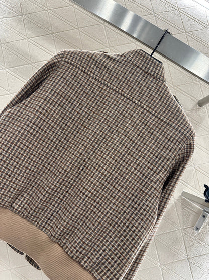 plaid stand-up collar jacket