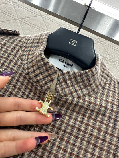 plaid stand-up collar jacket