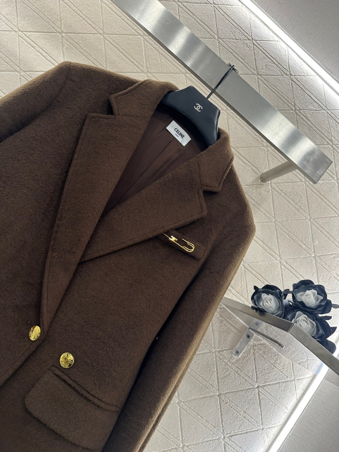 Lapel oversized wool suit jacket