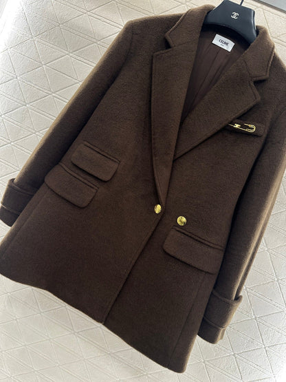 Lapel oversized wool suit jacket