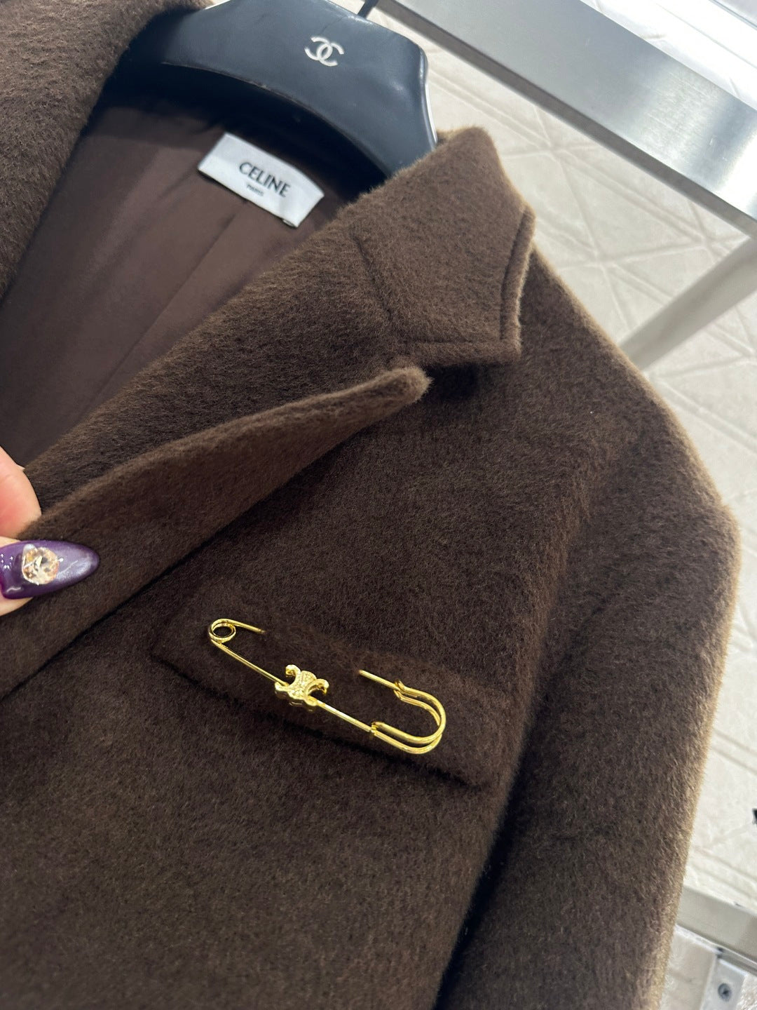 Lapel oversized wool suit jacket