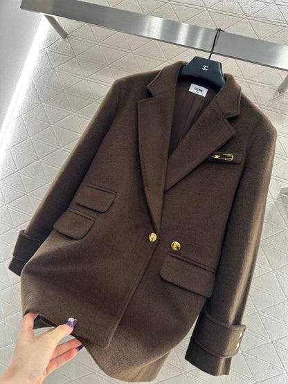 Lapel oversized wool suit jacket