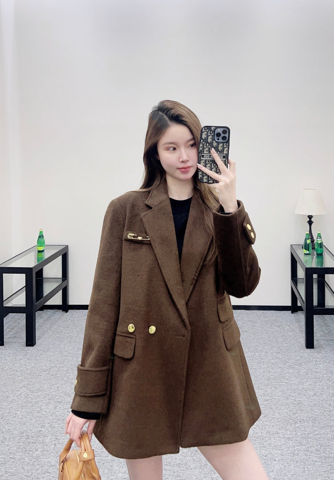 Lapel oversized wool suit jacket