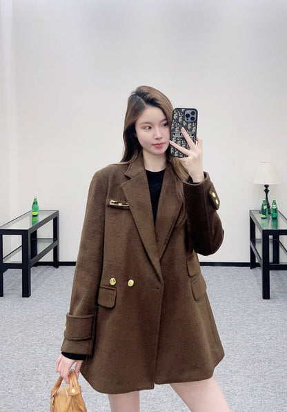 Lapel oversized wool suit jacket
