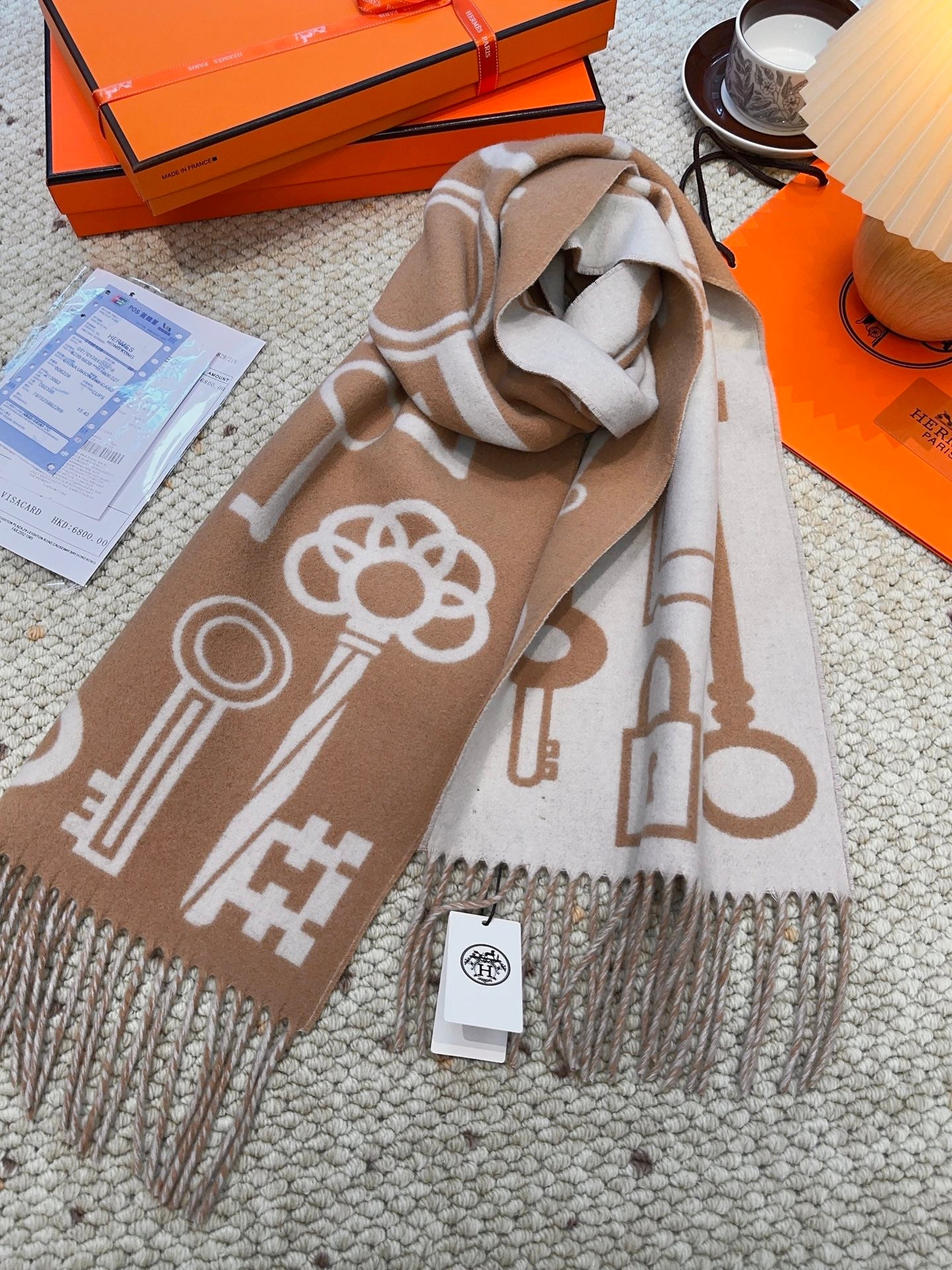 He 25 Key cashmere scarf（BWORN/GREEN/NAVY/GRAY）