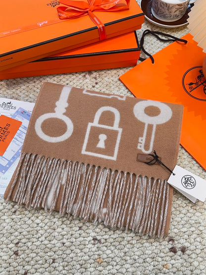 He 25 Key cashmere scarf（BWORN/GREEN/NAVY/GRAY）