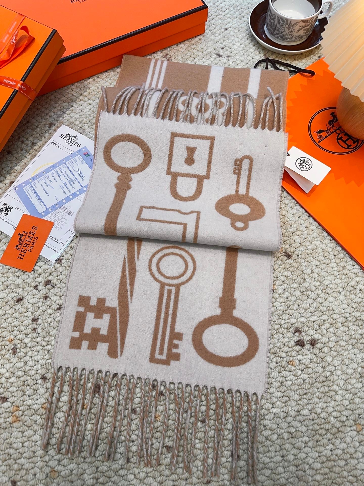 He 25 Key cashmere scarf（BWORN/GREEN/NAVY/GRAY）