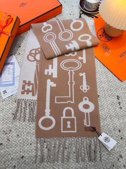 He 25 Key cashmere scarf（BWORN/GREEN/NAVY/GRAY）