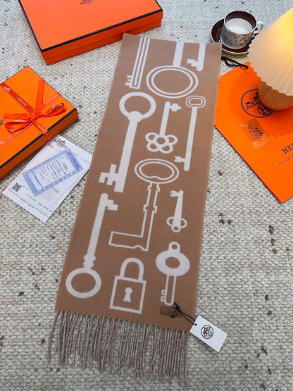 He 25 Key cashmere scarf（BWORN/GREEN/NAVY/GRAY）