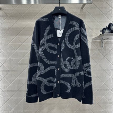 25fw Collision ribbon chain buckle cardigan