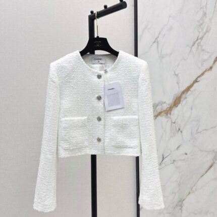 25fw Woven woolen tweed long sleeved jacket