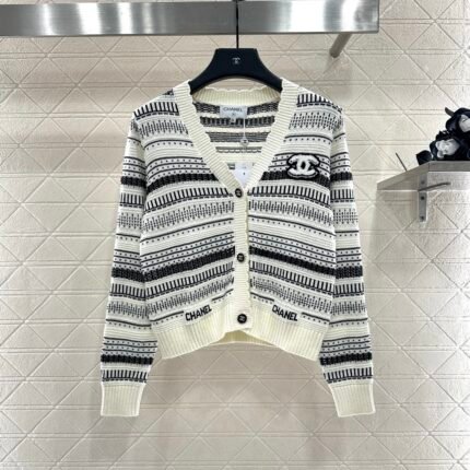 25fw Striped knitted cardigan