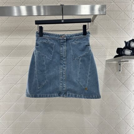 Bow denim short skirt