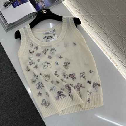 Butterfly Embroidered Knitted Vest