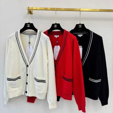 V-neck knit cardigan