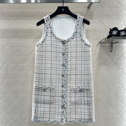 25fw Woven dress with tied edges, vest skirt