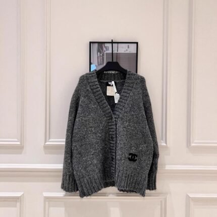 Raccoon fleece blend knit cardigan