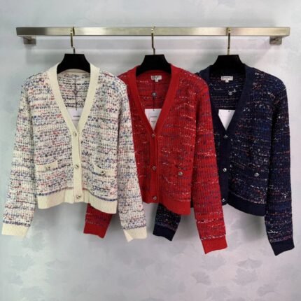 Tie-dye sand V-neck cardigan