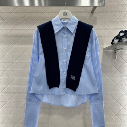 Shawl Collar Two-Piece Striped Shirt